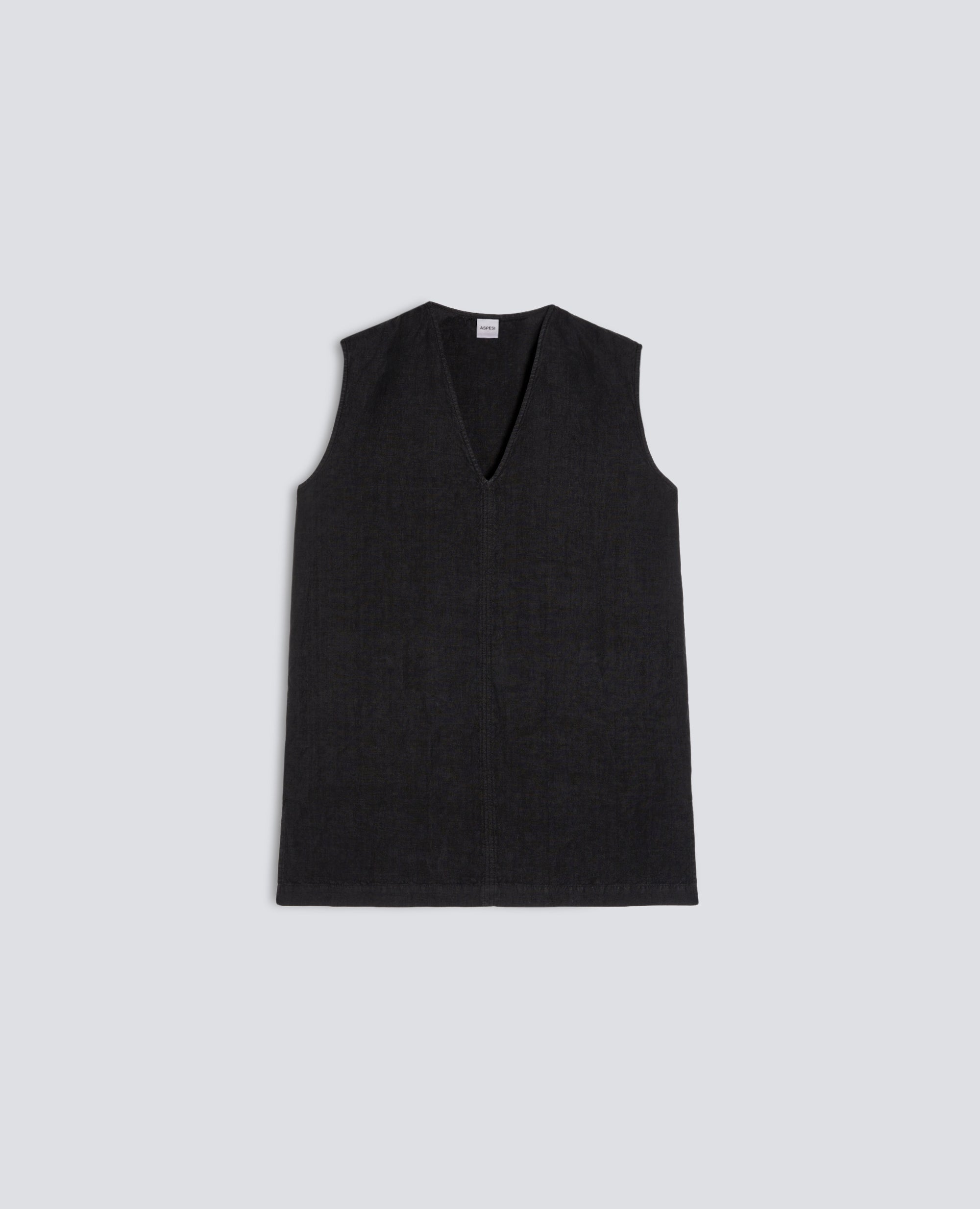 TOP IN TELA DI LINO-NERO-BLACK-NEGRO-SCHWARZ-NOIR