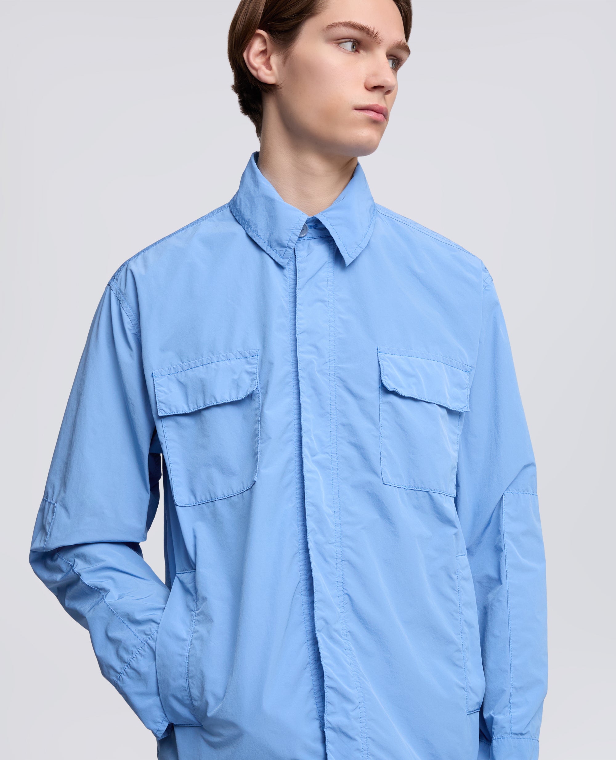 CAMICIA SFODERATA IN POLY-NYLON COMPATTO-FIORDALISO-CORNFLOWER-FIORDALISO-FIORDALISO-FIORDALISO