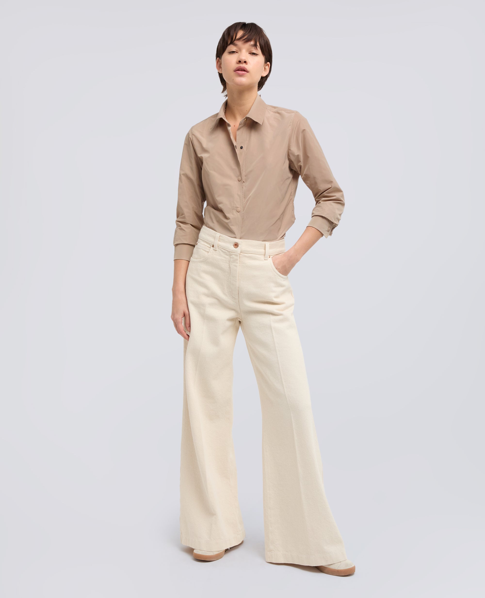 GIACCA CAMICIA SFODERATA IN POLIESTERE TECNICO-BEIGE-BEIGE-BEIS-BEIGE-BEIGE