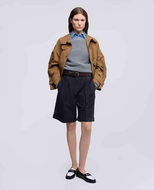 MAGLIA GIROCOLLO IN PURO CASHMERE-RIGA AZZURRA-LIGHT BLUE STRIPE-RAYA AZUL CLARO-STREIFEN BLAU-RAYURE BLEU CIEL