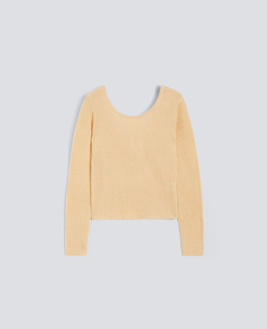 MAGLIA A MANICHE LUNGHE IN FILATO DI COTONE-NATURALE-NATURAL-NATURAL-NATURLICH-NATUREL