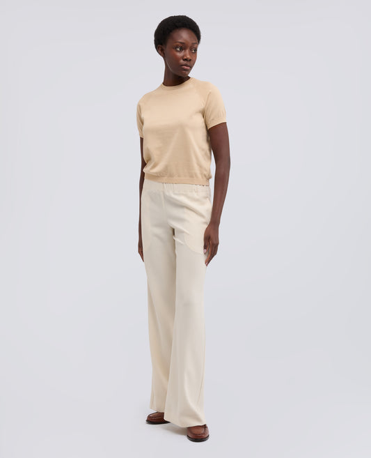 T-SHIRT GIROCOLLO IN FILATO DI PURO COTONE-SABBIA-SAND-ARENA-SAND-SABLE