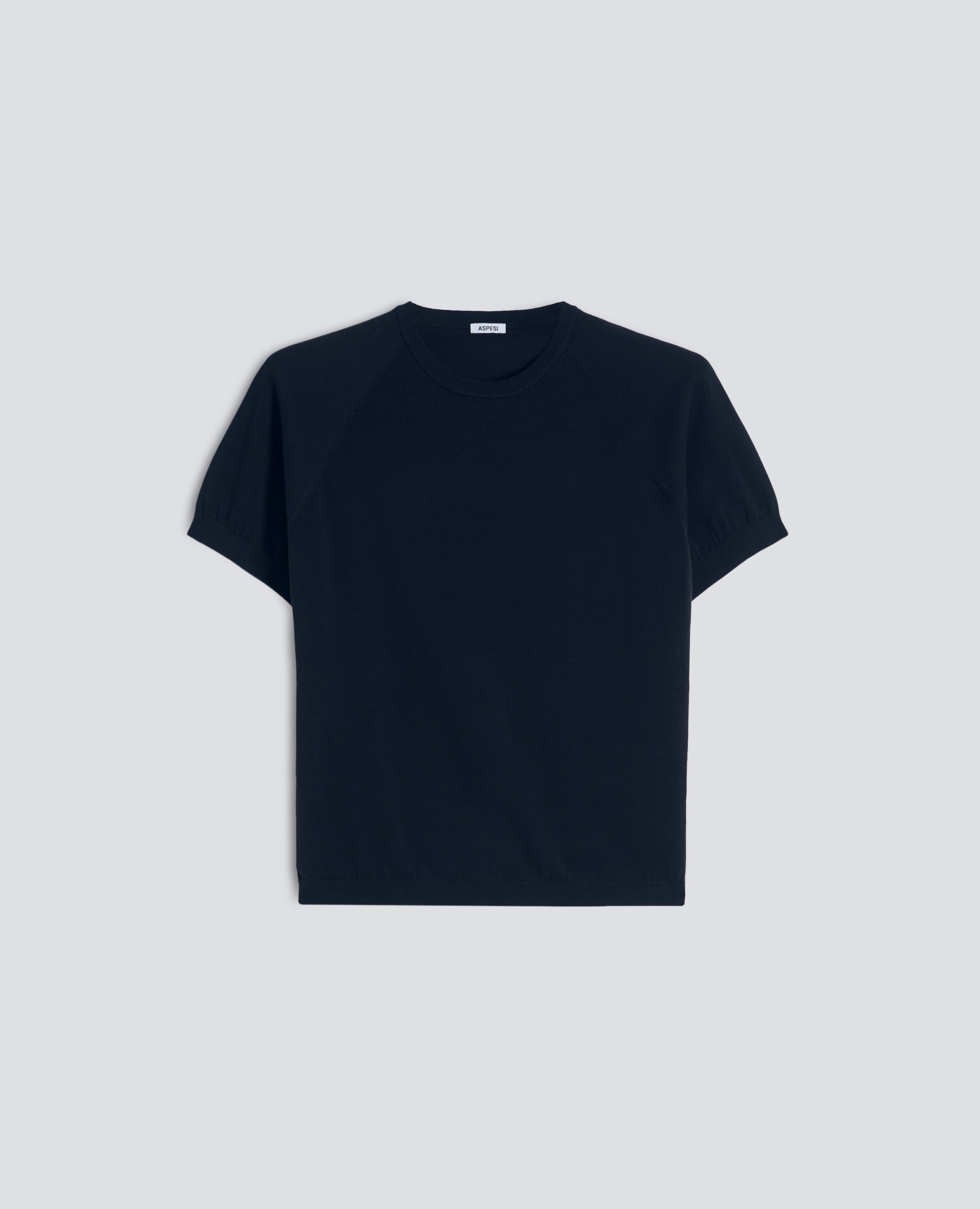 T-SHIRT GIROCOLLO IN FILATO DI PURO COTONE-NAVY-NAVY-AZUL MARINO-NAVY-NAVY