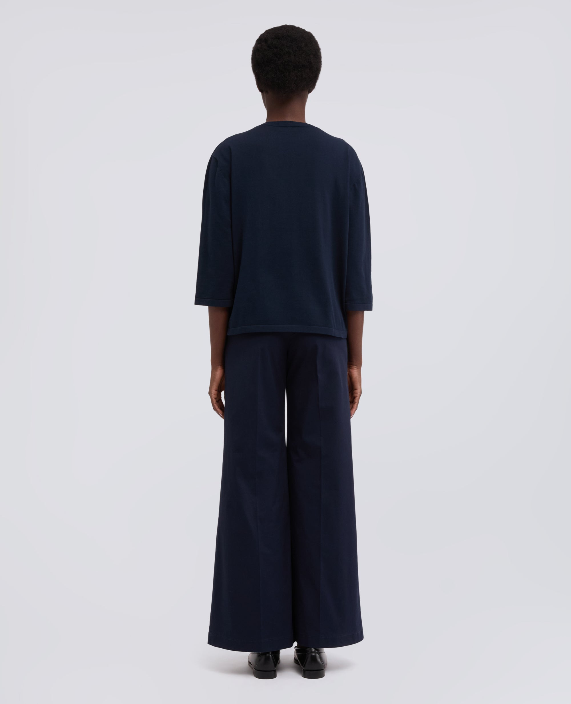 MAGLIA SCOLLO A BARCHETTA IN PURO COTONE RIGATO-NAVY-NAVY-AZUL MARINO-NAVY-NAVY