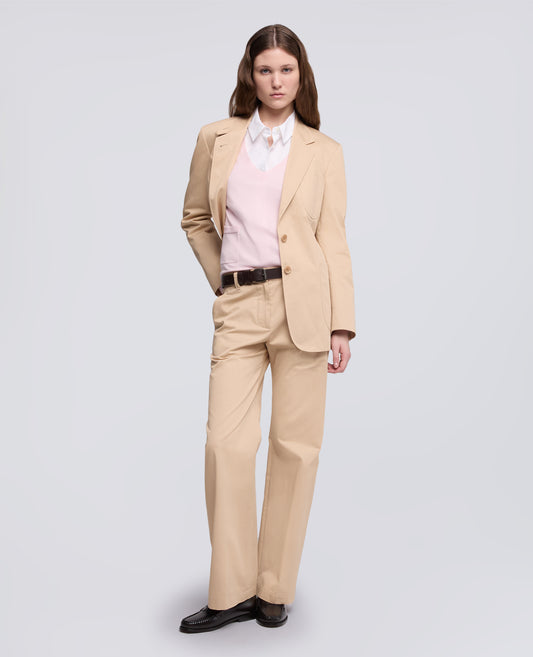 MAGLIA A MANICHE LUNGHE CON SCOLLO A "V" IN FILATO DI SETA, COTONE E CASHMERE-ROSA-PINK-ROSA-ROSA-ROSE