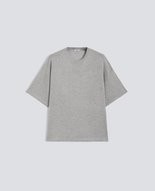 T-SHIRT DI MAGLIA IN MISTO SETA, COTONE E CASHMERE-GRIGIO-GREY-GRIS-GRAU-GRIS