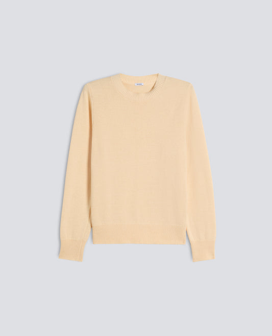 MAGLIA GIROCOLLO A MANICHE LUNGHE IN COTONE-NATURALE-NATURAL-NATURAL-NATURLICH-NATUREL