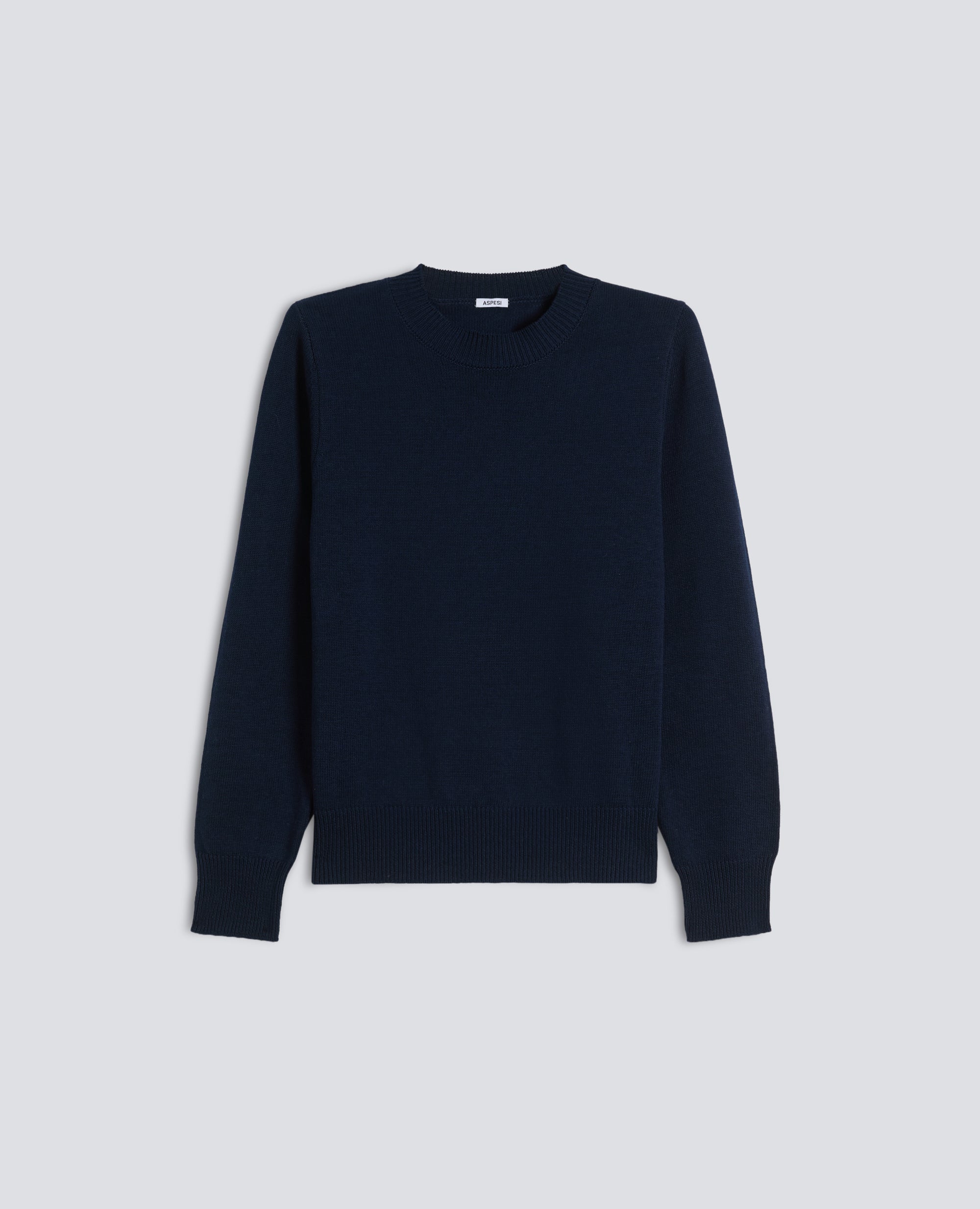 MAGLIA GIROCOLLO A MANICHE LUNGHE IN COTONE-NAVY-NAVY-AZUL MARINO-NAVY-NAVY