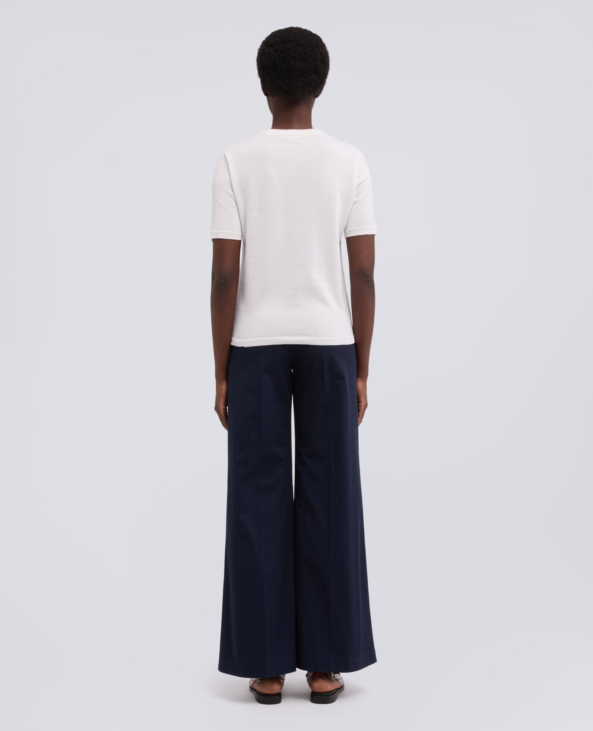 T-SHIRT GIROCOLLO IN MISTO COTONE, SETA E LINO-BIANCO-WHITE-BLANCO-WEISS-BLANC