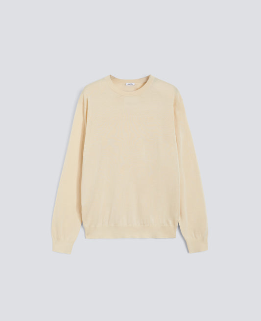 MAGLIA GIROCOLLO A MANICHE LUNGHE IN MISTO COTONE, SETA E LINO-NATURALE-NATURAL-NATURAL-NATURLICH-NATUREL