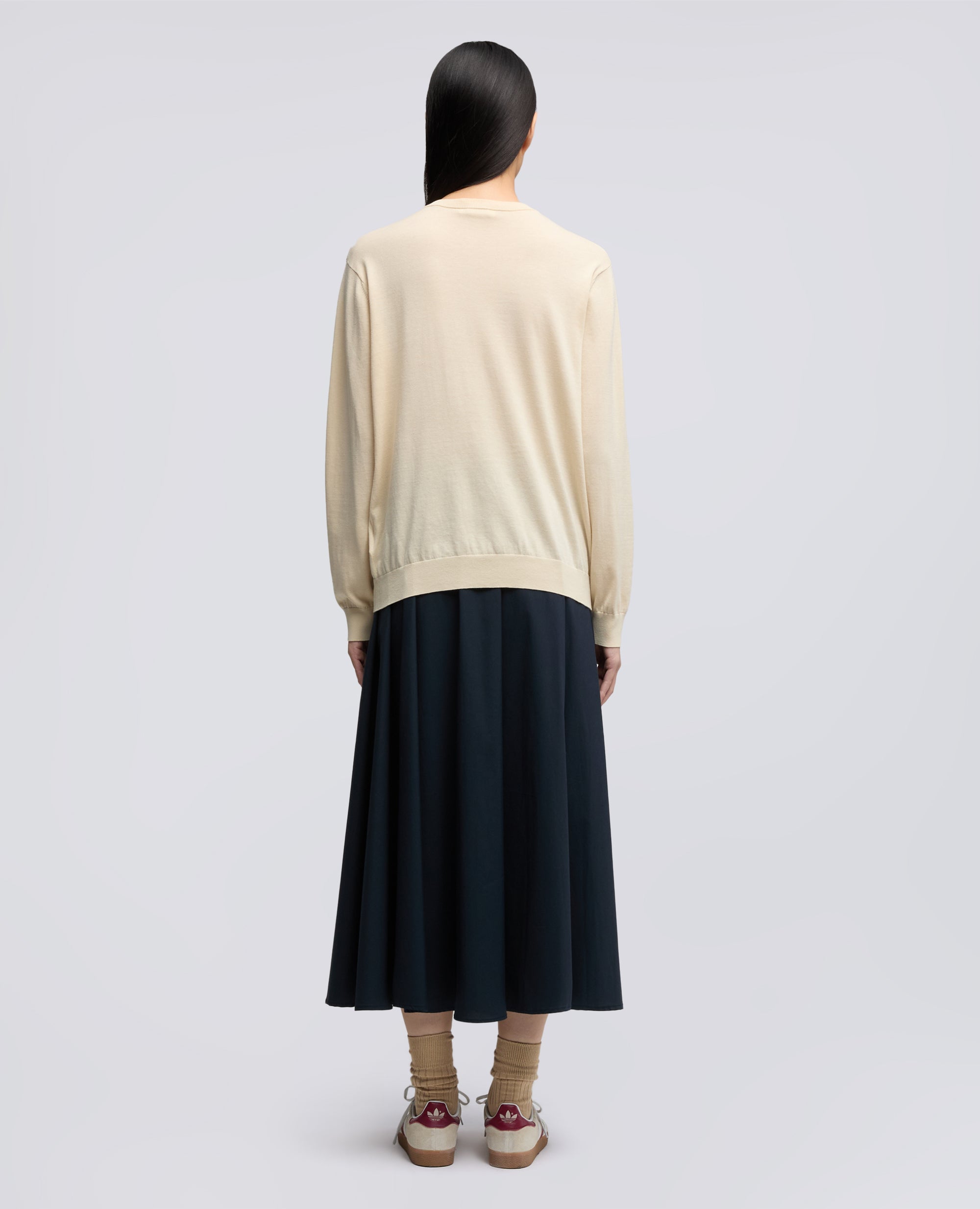 MAGLIA GIROCOLLO A MANICHE LUNGHE IN MISTO COTONE, SETA E LINO-NATURALE-NATURAL-NATURAL-NATURLICH-NATUREL