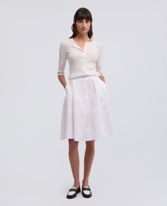 CARDIGAN GIROCOLLO IN COSTINA DI PURO COTONE-BIANCO-WHITE-BLANCO-WEISS-BLANC