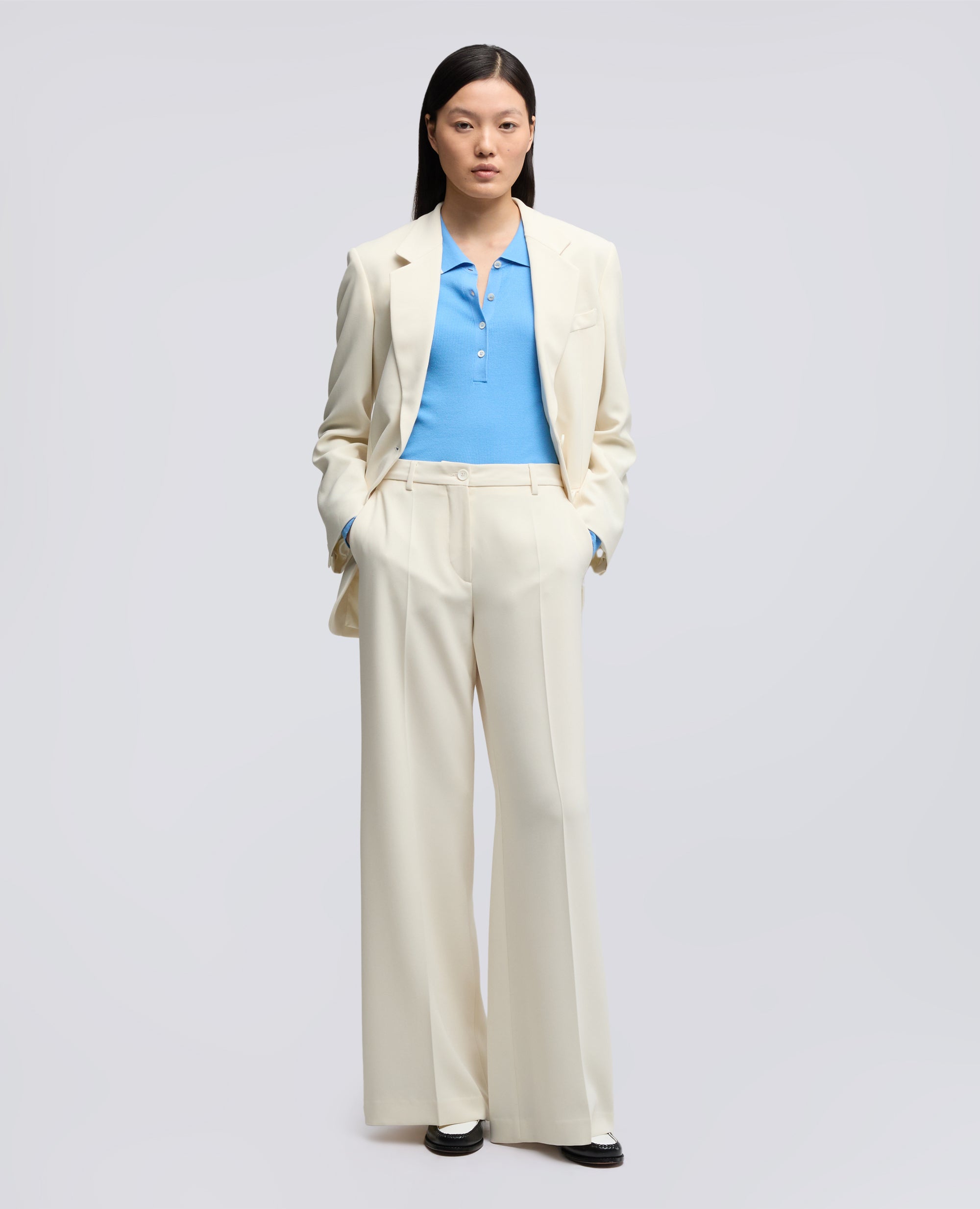 POLO A MANICHE LUNGHE REALIZZATA IN FILATO DI PURO COTONE-AZZURRO-SKY BLUE-AZUL CLARO-HIMMELBLAU-BLEU CIEL