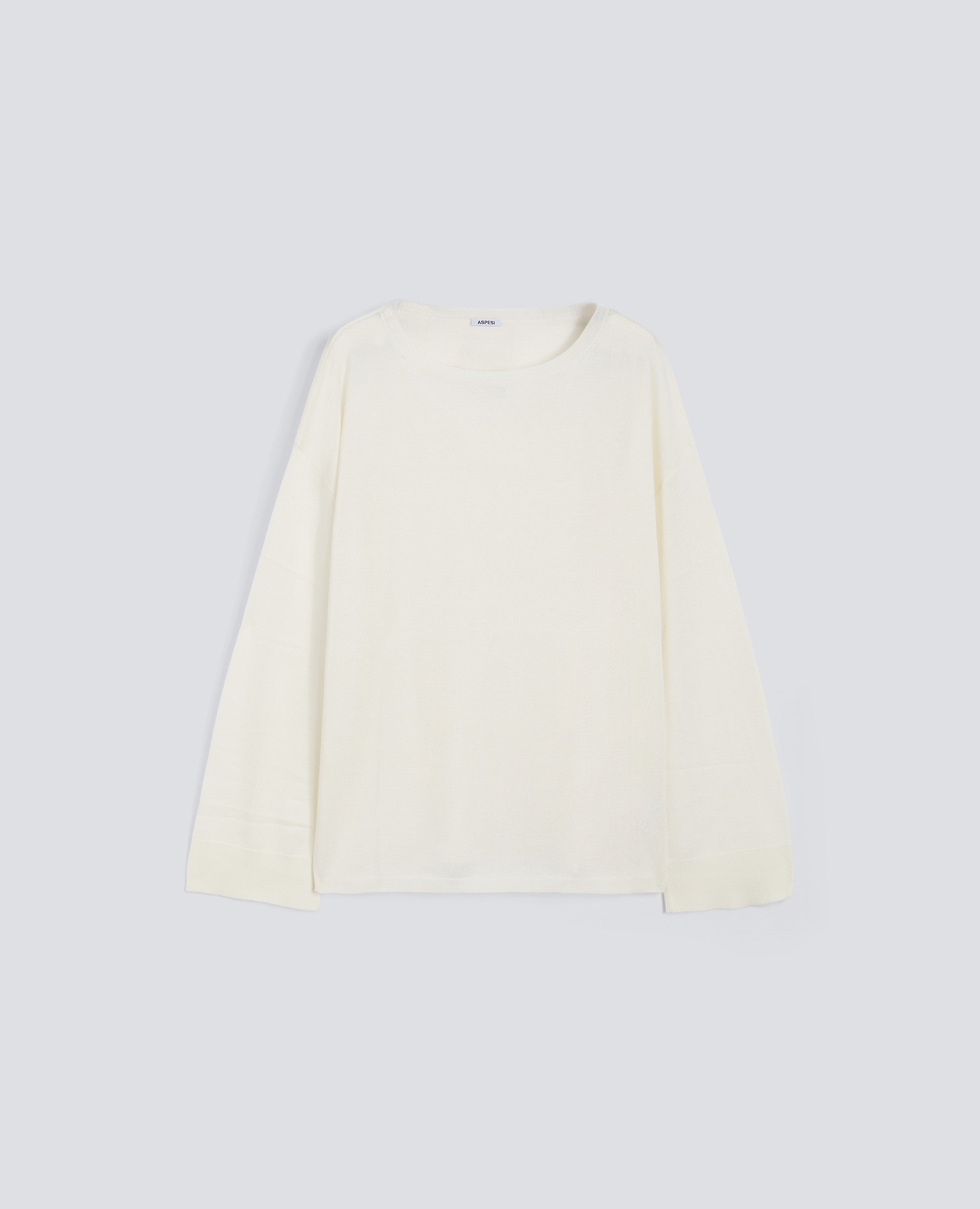 MAGLIA A MANICHE LUNGHE IN MISTO SETA, COTONE E CASHMERE-BIANCO-WHITE-BLANCO-WEISS-BLANC