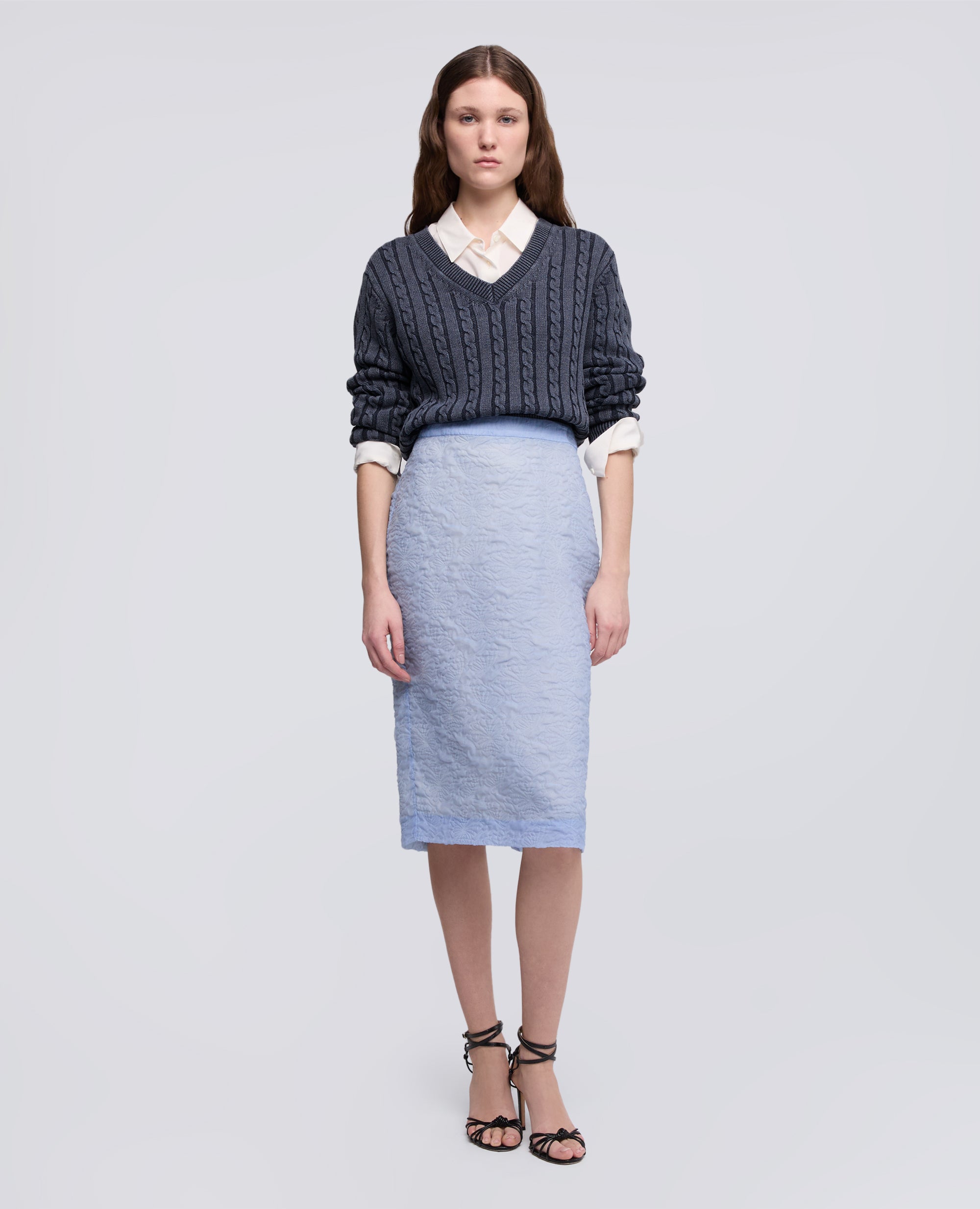 MAGLIA CON TRECCE IN COTONE STONE WASHED-BLU-BLUE-AZUL-BLAU-BLEU