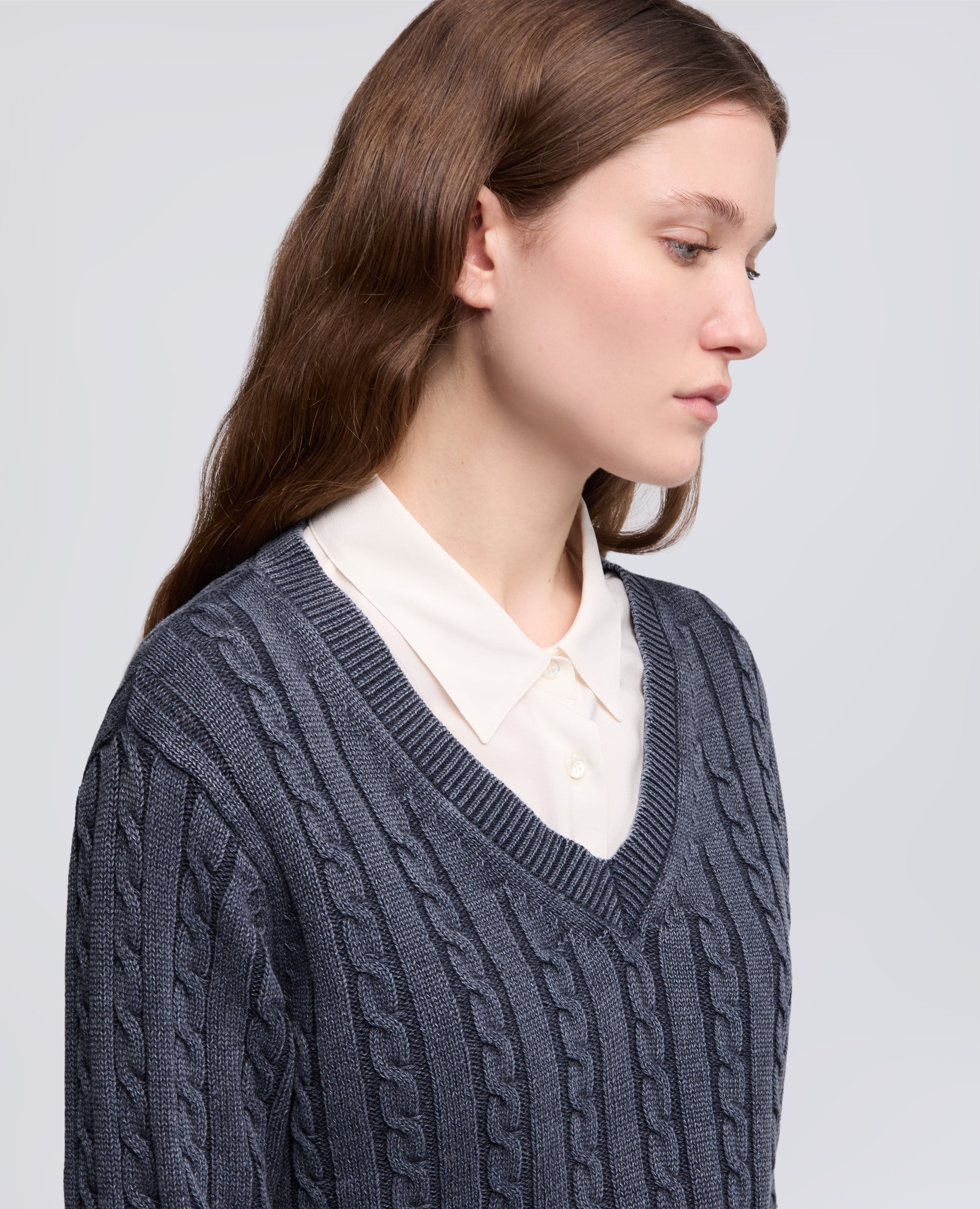 MAGLIA CON TRECCE IN COTONE STONE WASHED-BLU-BLUE-AZUL-BLAU-BLEU