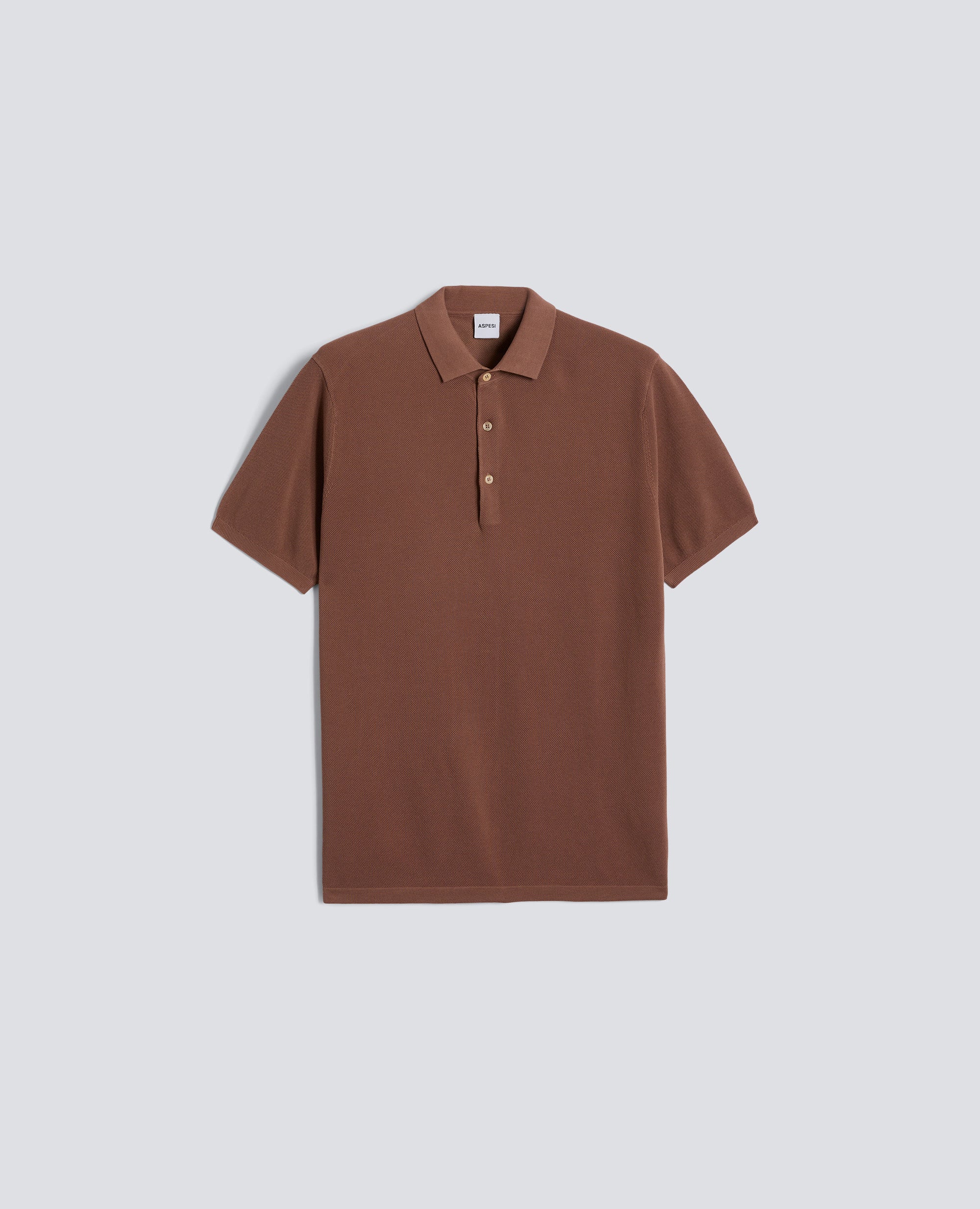 POLO A MANICHE CORTE IN COTONE PUNTO PIQUET TINTO CAPO-TABACCO-TOBACCO-TABACO-TABAK-TABAC