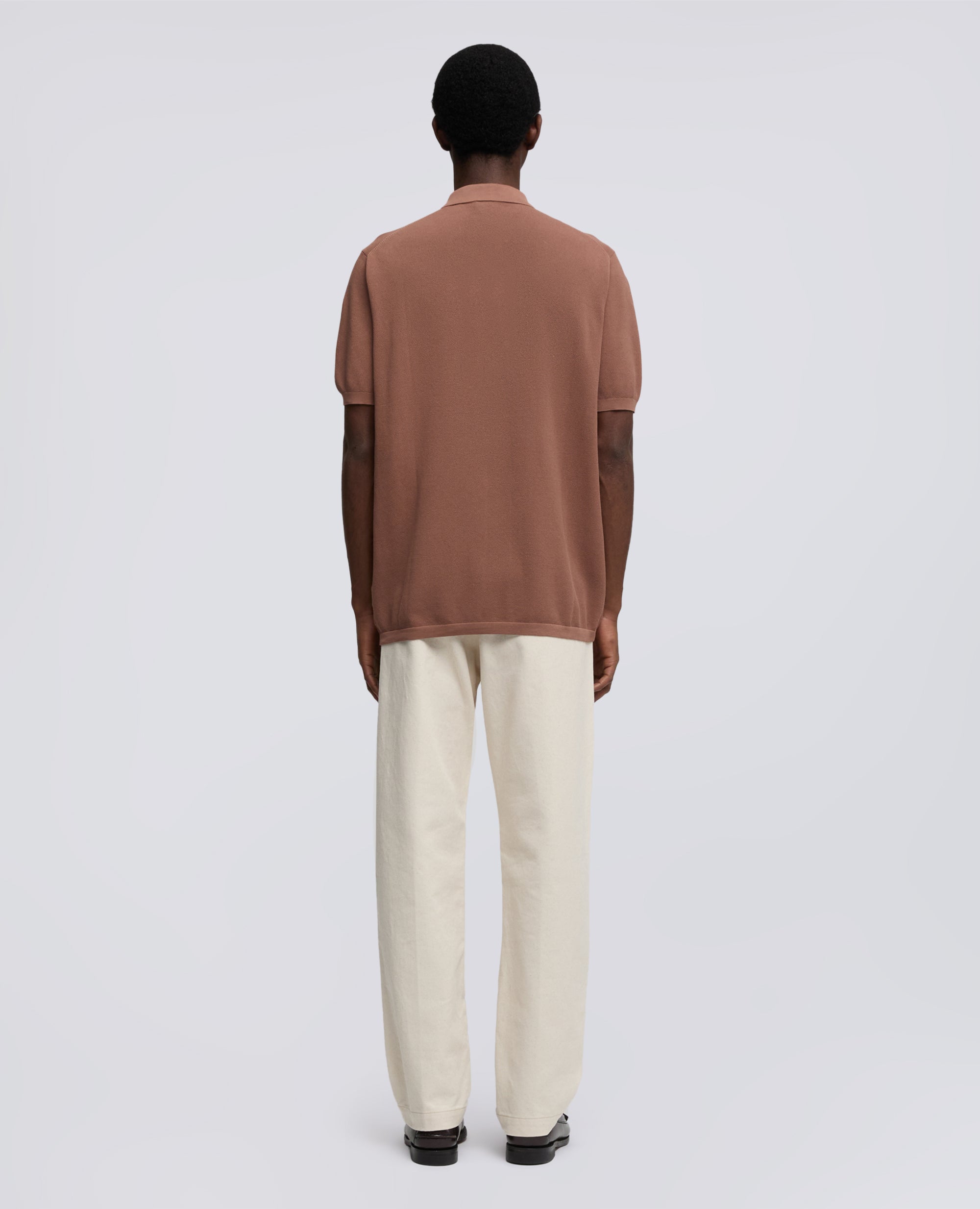 POLO A MANICHE CORTE IN COTONE PUNTO PIQUET TINTO CAPO-TABACCO-TOBACCO-TABACO-TABAK-TABAC