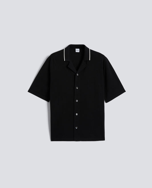 CAMICIA BOWLING IN MAGLIA DI COTONE-NERO-BLACK-NEGRO-SCHWARZ-NOIR