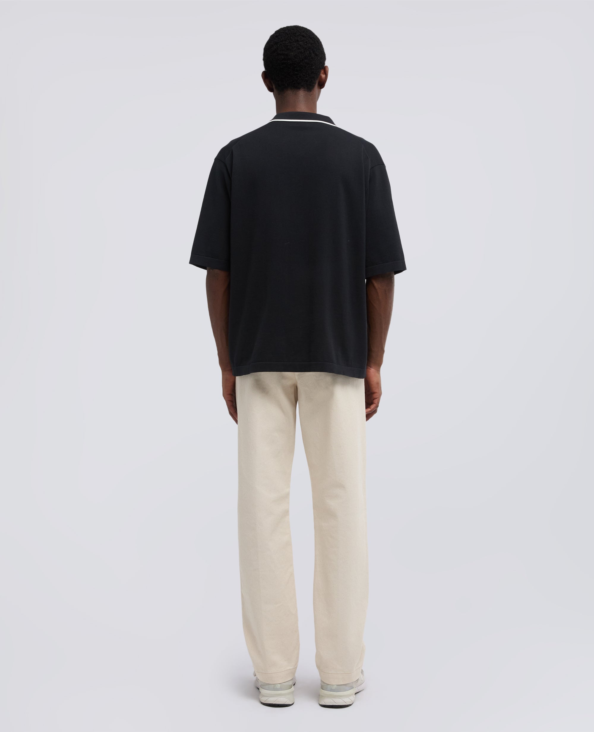 CAMICIA BOWLING IN MAGLIA DI COTONE-NERO-BLACK-NEGRO-SCHWARZ-NOIR