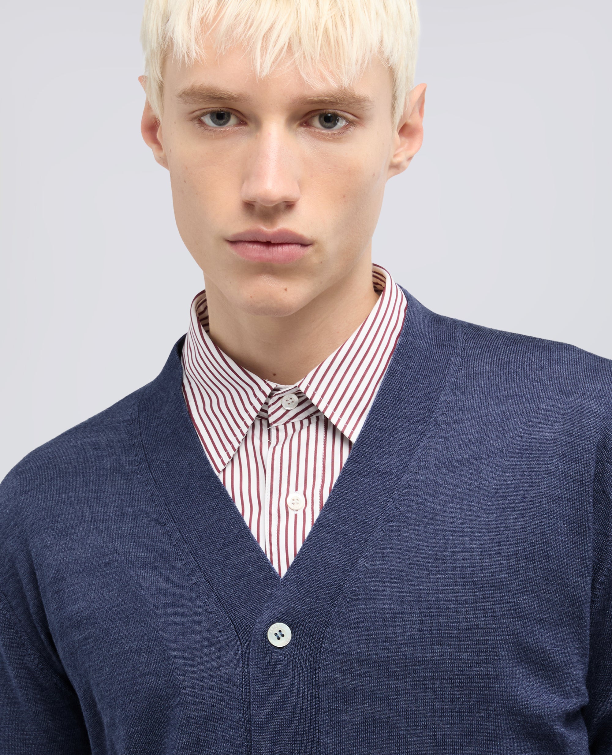 CARDIGAN IN LANA E SETA-AVIO-AIR FORCE BLUE-AZUL MILITAR-AIR-BLEU AVIATION