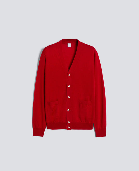 CARDIGAN IN LANA E SETA-ROSSO-RED-ROJO-ROT-ROUGE
