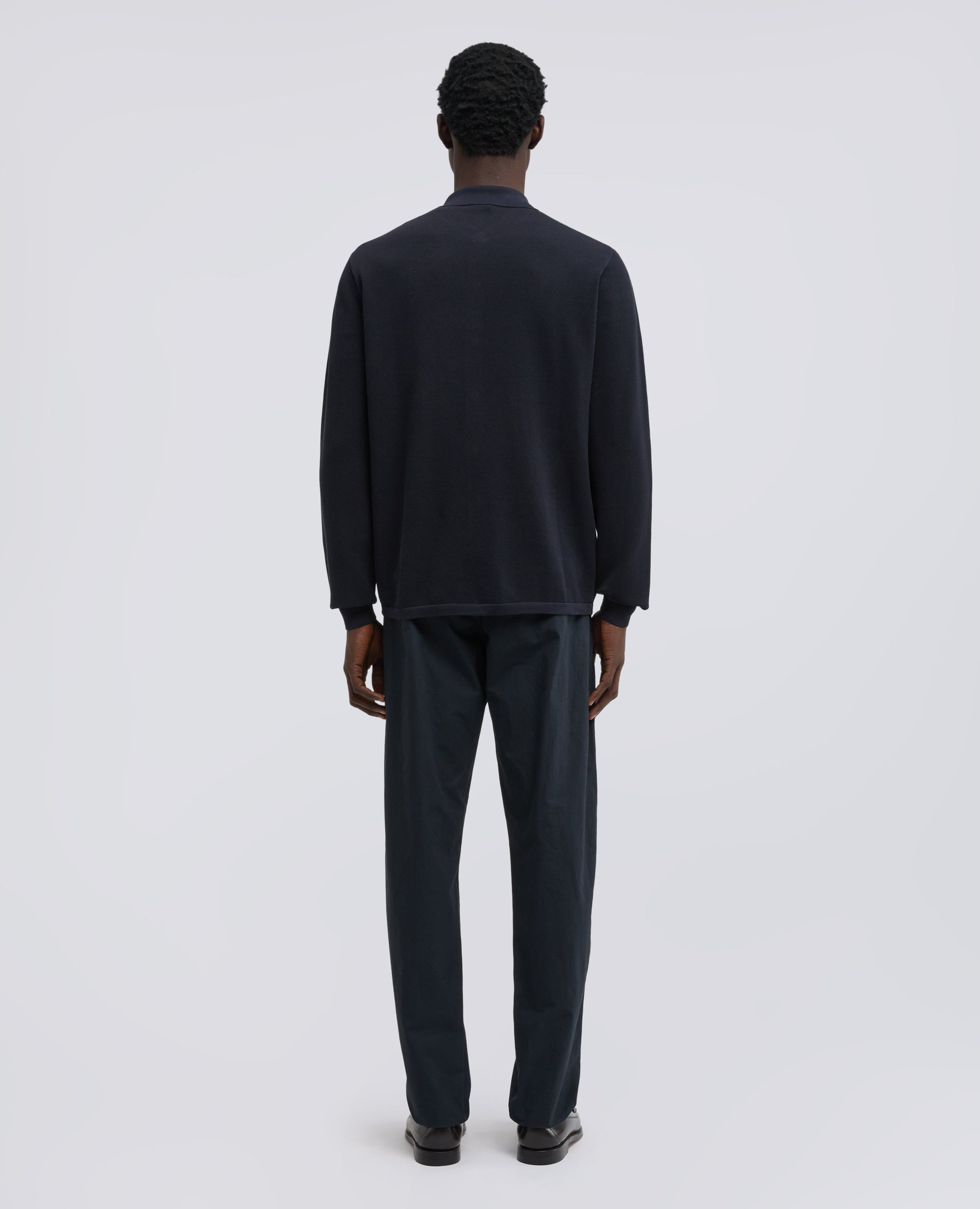 CAMICIA IN COTONE PUNTO PIQUET TINTO CAPO-NAVY-NAVY-AZUL MARINO-NAVY-NAVY