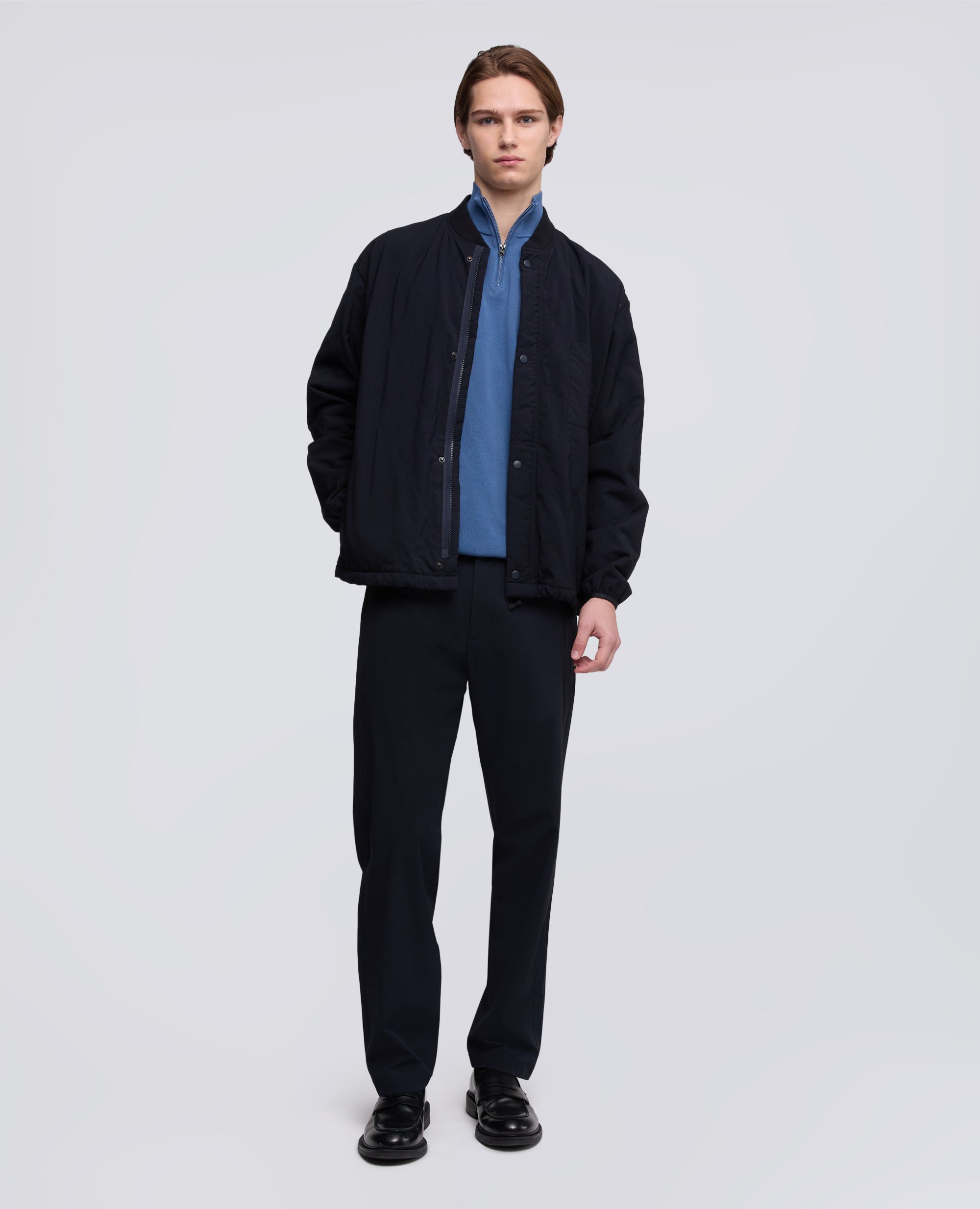 MAGLIA CON ZIP IN COTONE PUNTO PIQUET TINTO CAPO-AVIO-AIR FORCE BLUE-AZUL MILITAR-AIR-BLEU AVIATION