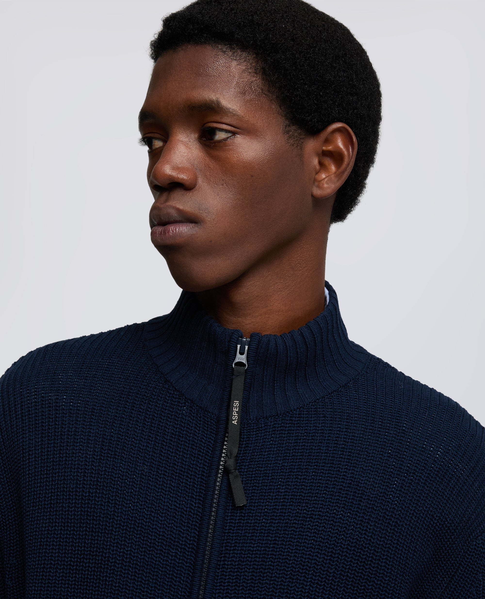 MAGLIA CON ZIP IN FILATO DI COTONE-NAVY-NAVY-AZUL MARINO-NAVY-NAVY