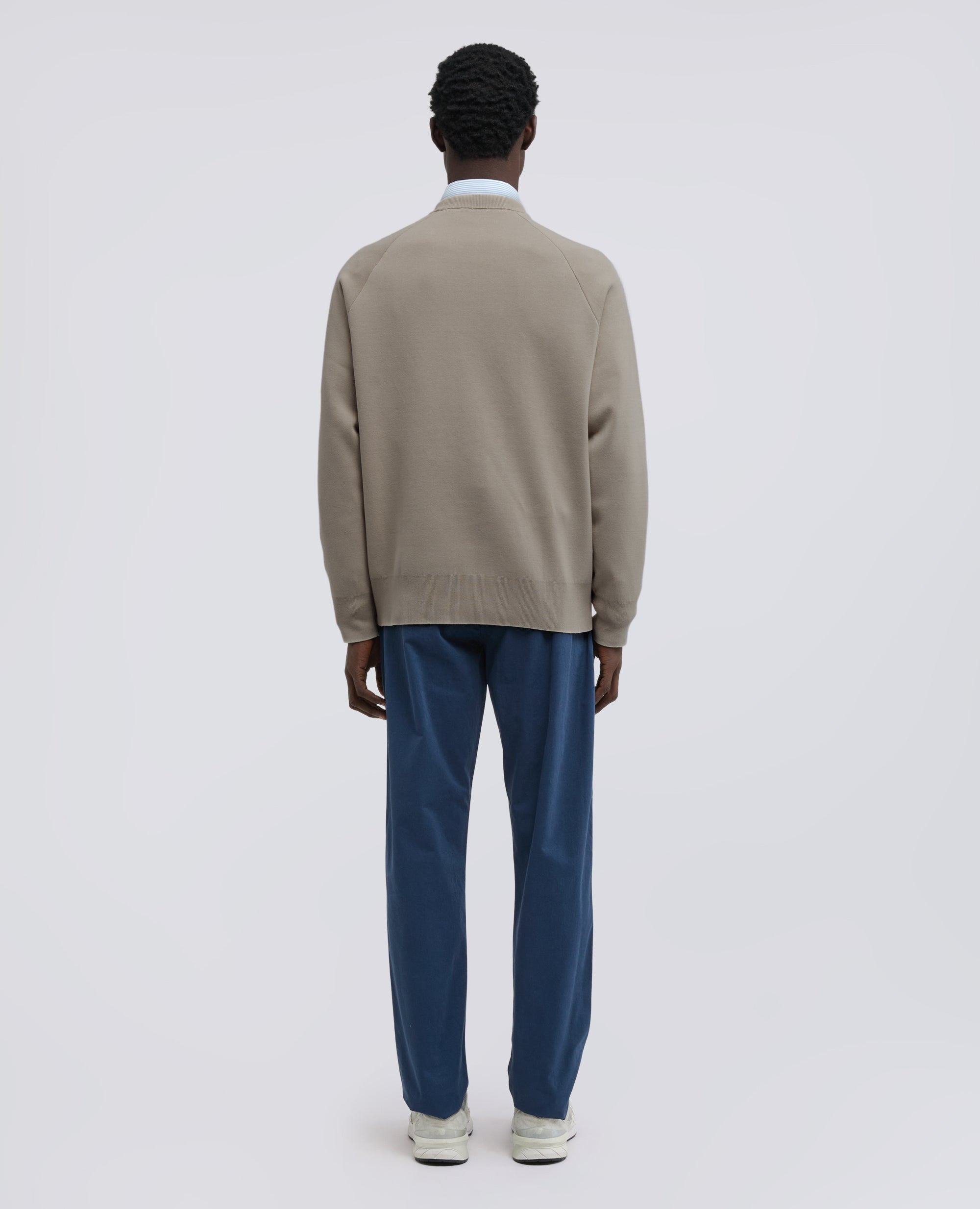 MAGLIA GIROCOLLO A MANICHE LUNGHE IN COTONE-GESSO-CHALK-GESSO-GESSO-GESSO