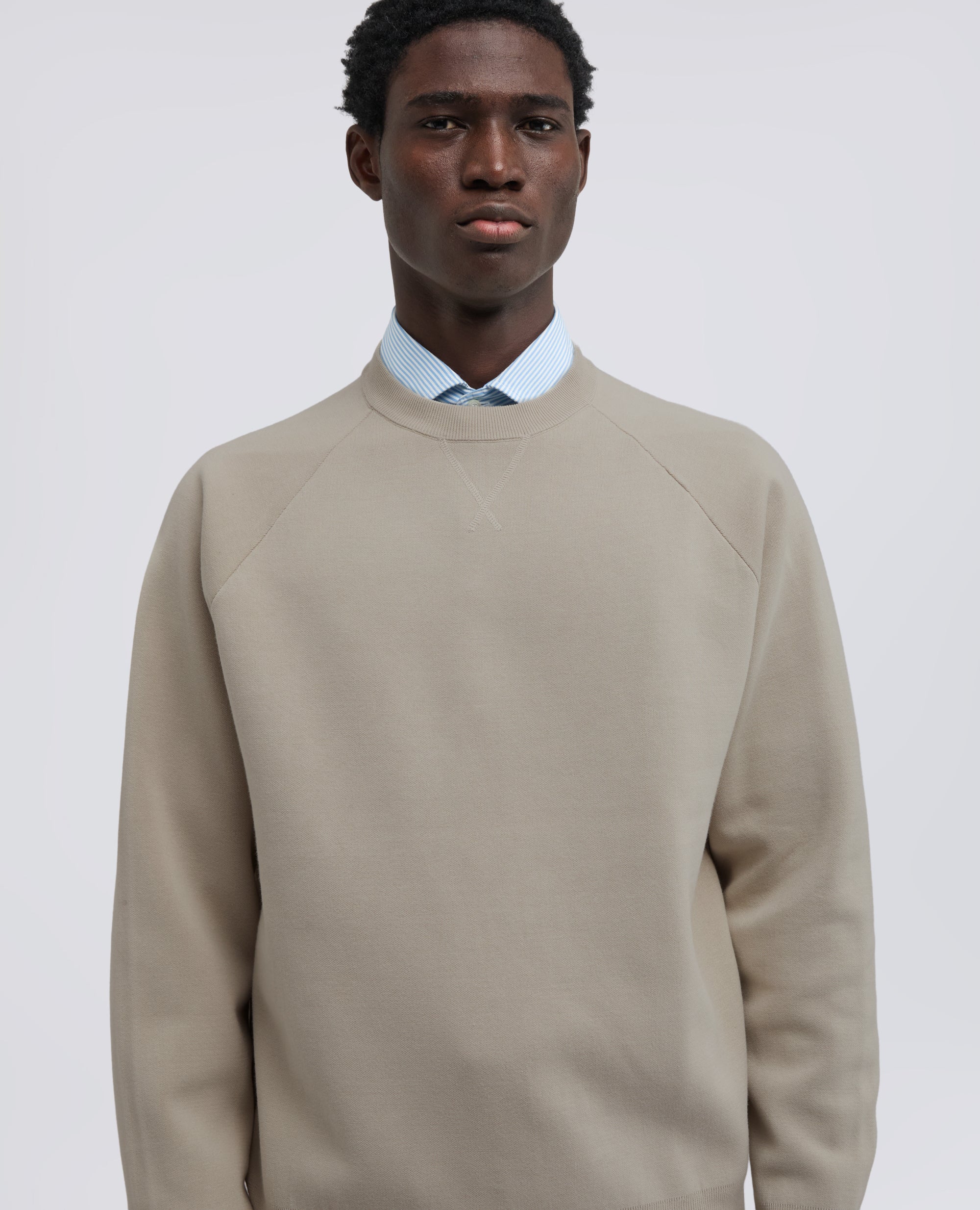 MAGLIA GIROCOLLO A MANICHE LUNGHE IN COTONE-GESSO-CHALK-GESSO-GESSO-GESSO