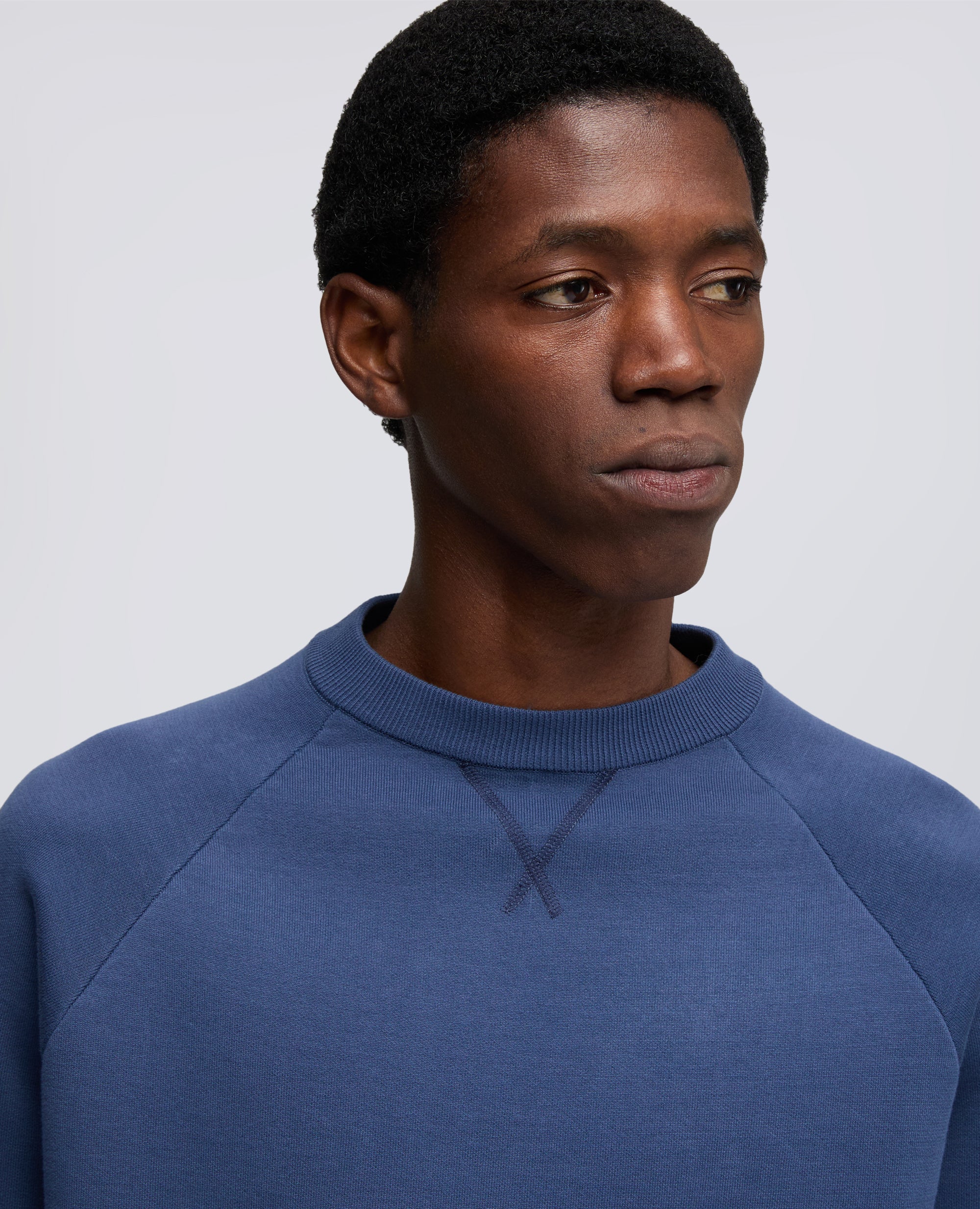 MAGLIA GIROCOLLO A MANICHE LUNGHE IN COTONE-AVIO-AIR FORCE BLUE-AZUL MILITAR-AIR-BLEU AVIATION