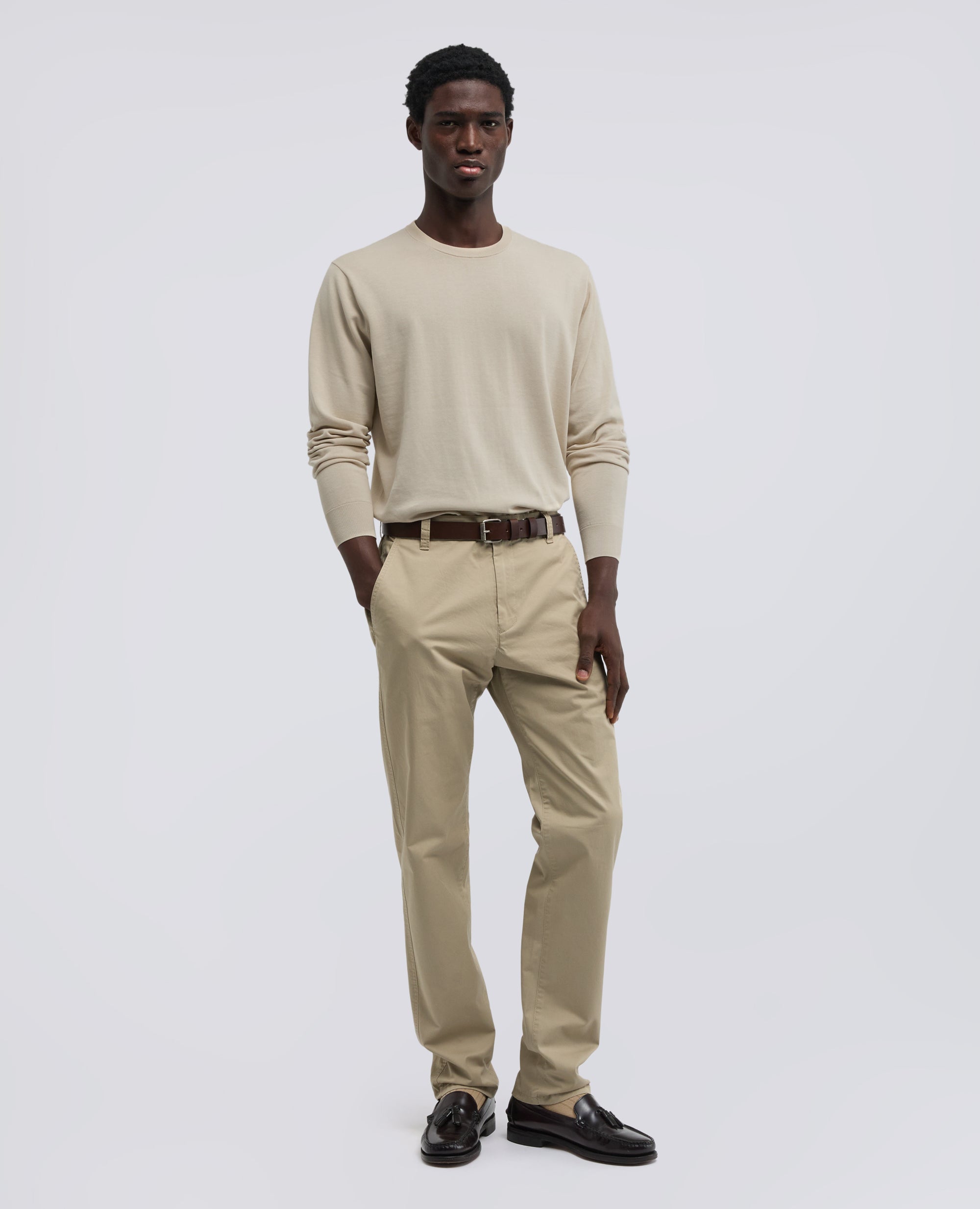 MAGLIA GIROCOLLO IN COTONE-SABBIA-SAND-ARENA-SAND-SABLE