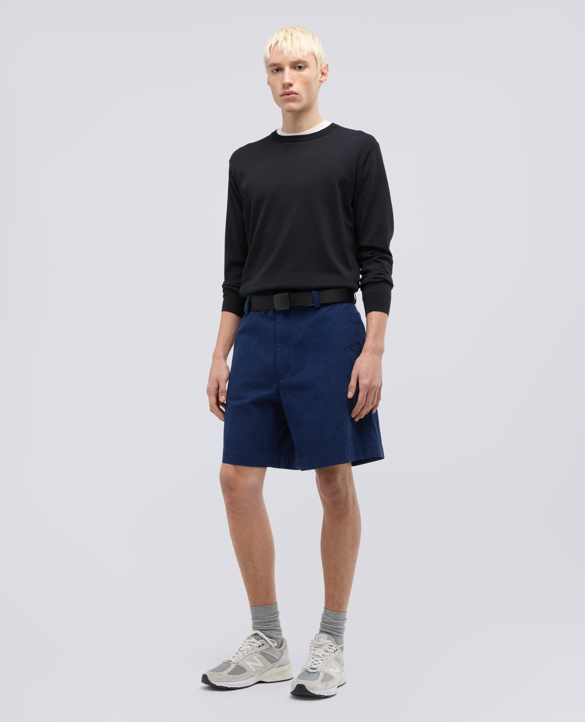 MAGLIA GIROCOLLO IN COTONE-NERO-BLACK-NEGRO-SCHWARZ-NOIR