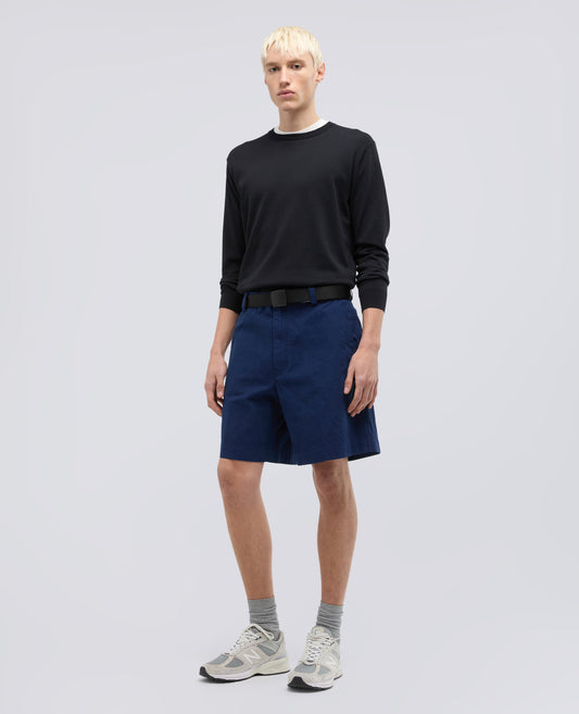 MAGLIA GIROCOLLO IN COTONE-NERO-BLACK-NEGRO-SCHWARZ-NOIR