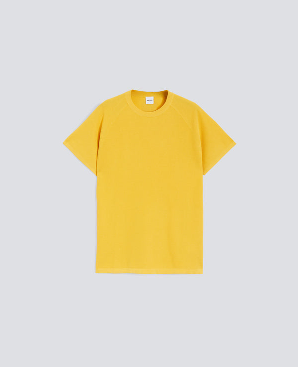 MAGLIA RAGLAN IN MICRO WAFFLE DI COTONE-GIALLO-YELLOW-AMARILLO-GELB-JAUNE