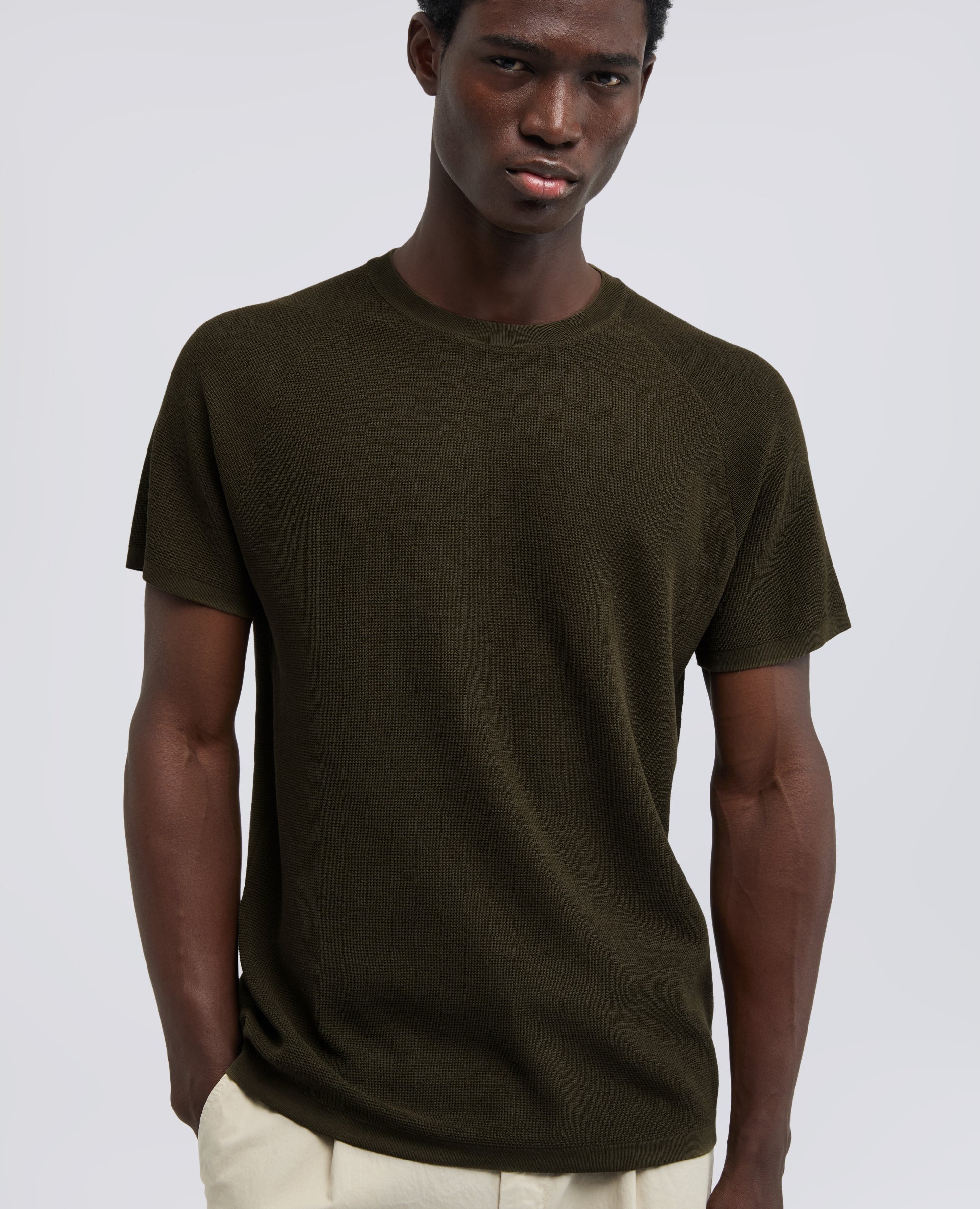 MAGLIA RAGLAN IN MICRO WAFFLE DI COTONE-MILITARE-MILITARY-MILITAR-MILITAR-MILITAIRE