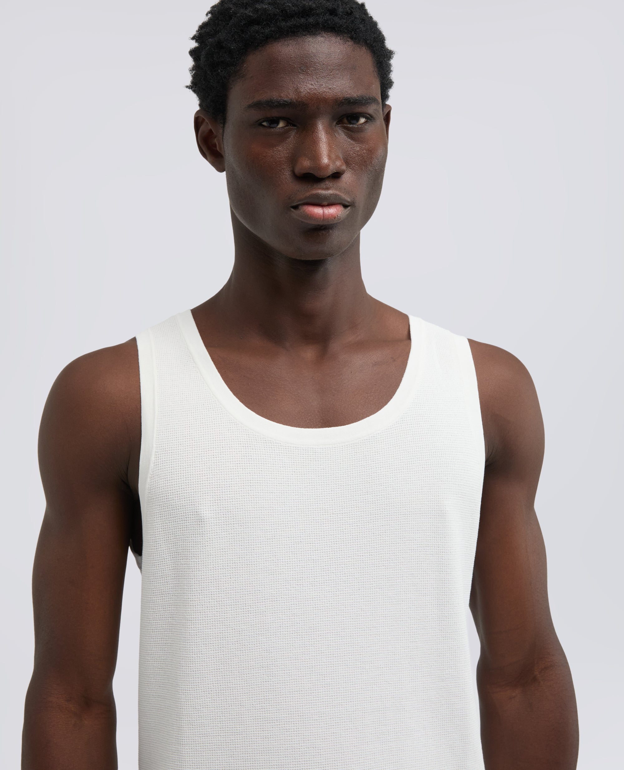 CANOTTA IN FILATO DI PURO COTONE-BIANCO-WHITE-BLANCO-WEISS-BLANC