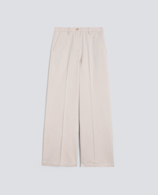 Pantalone classico in extra fine twill di cotone tinto pezza - AA Capsule Collection-GESSO-CHALK-GESSO-GESSO-GESSO