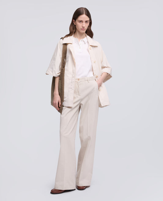 Pantalone classico in extra fine twill di cotone tinto pezza - AA Capsule Collection-GESSO-CHALK-GESSO-GESSO-GESSO