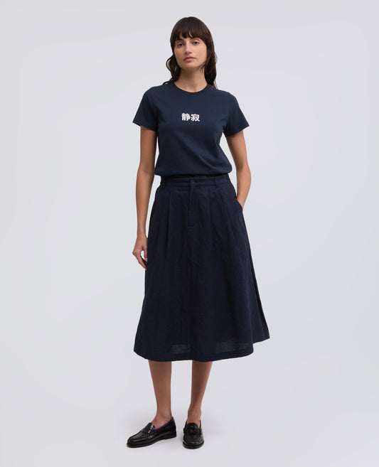 T-shirt in jersey di cotone con stampa "silenzio" in giapponese - AA Capsule Collection-NAVY-NAVY-AZUL MARINO-NAVY-NAVY