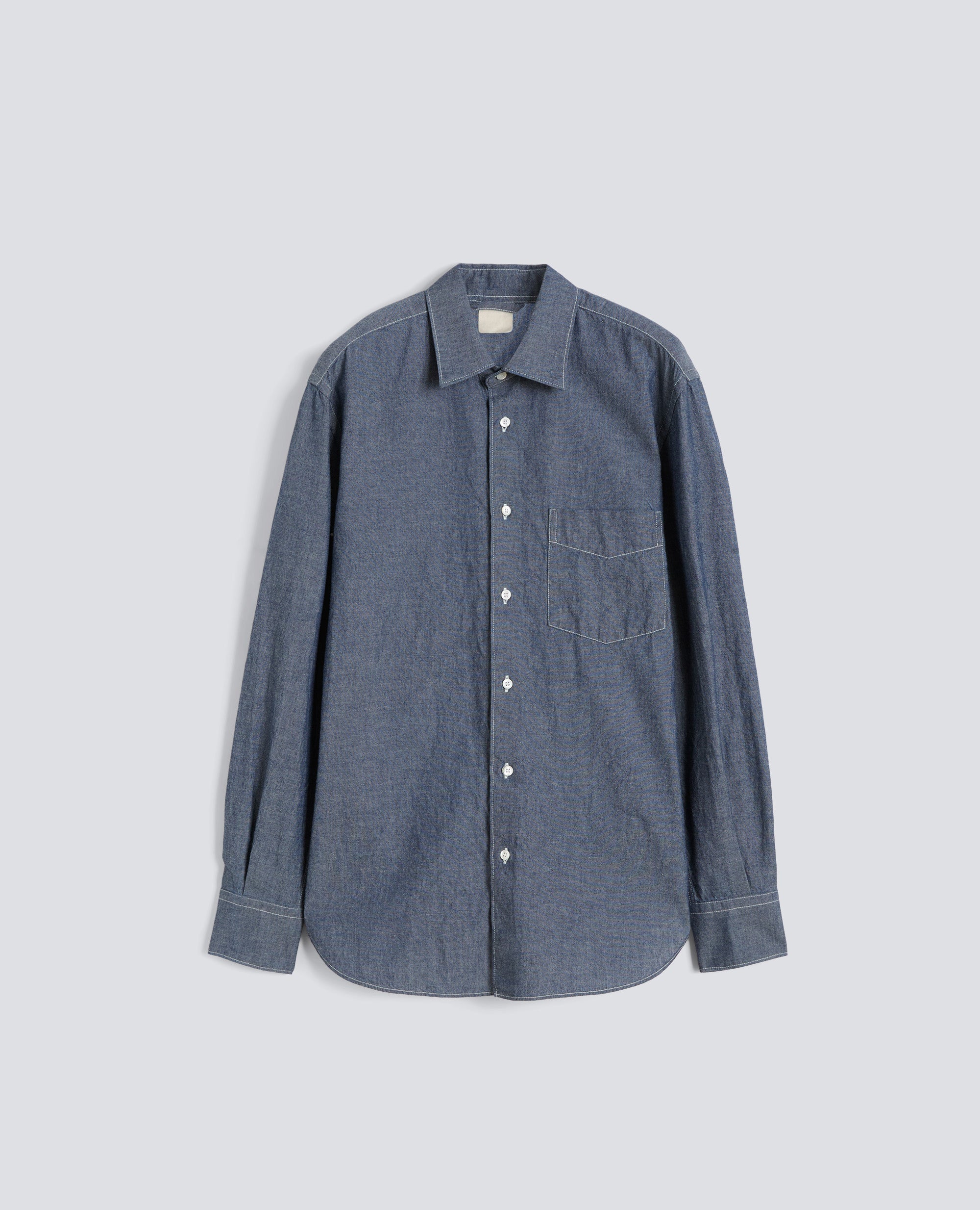 Camicia in chambray cotone  con collo classico - AA Capsule Collection-DENIM-DENIM-DENIM-DENIM-DENIM