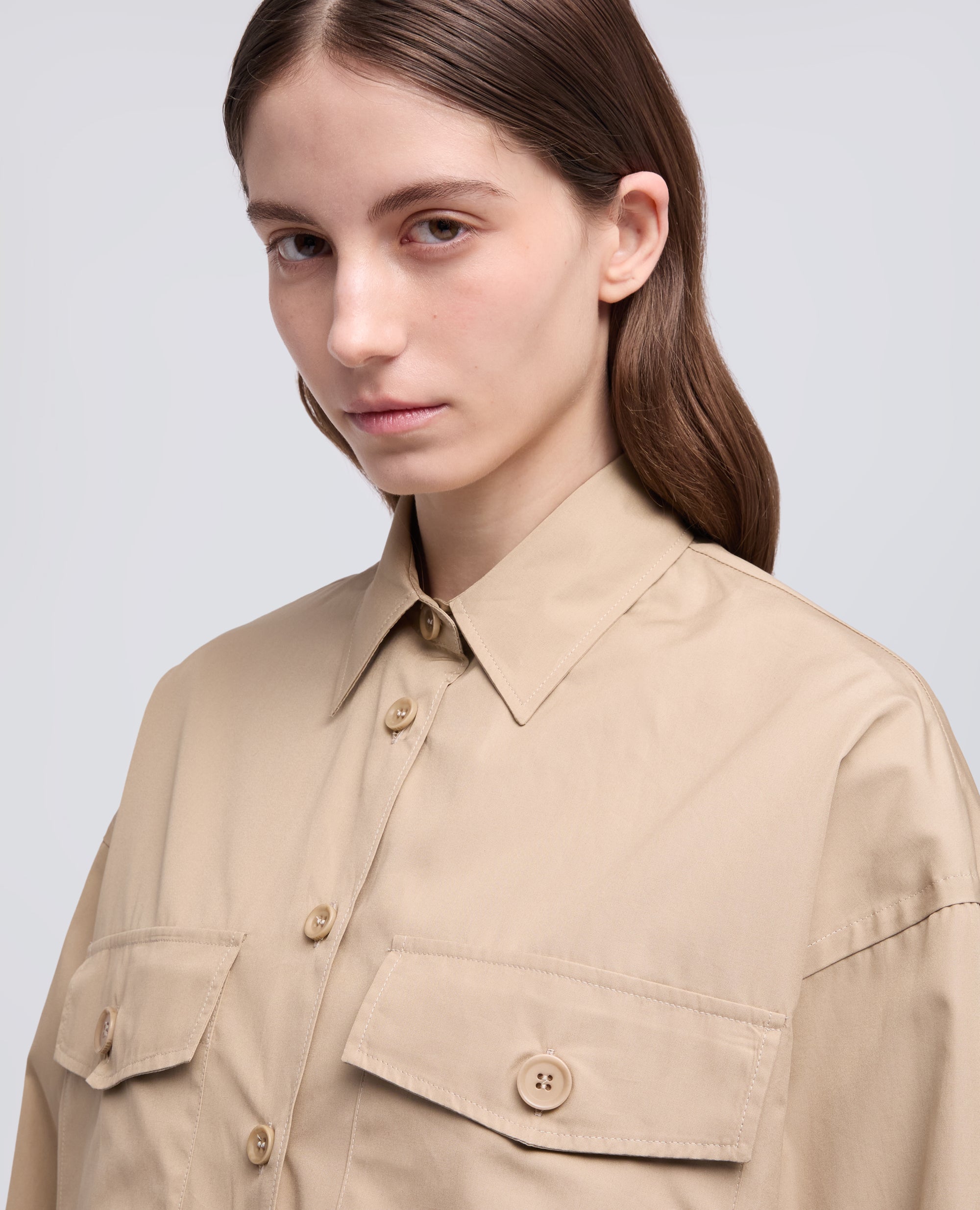 Camicia in popeline cotone tinto pezza - AA Capsule Collection-COLONIALE-COLONIAL BEIGE-COLONIAL-KOLONIALBEIGE-COLONIAL