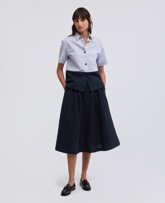 Camicia boxy in popeline cotone - AA Capsule Collection-RIGA AZZURRA-LIGHT BLUE STRIPE-RAYA AZUL CLARO-STREIFEN BLAU-RAYURE BLEU CIEL