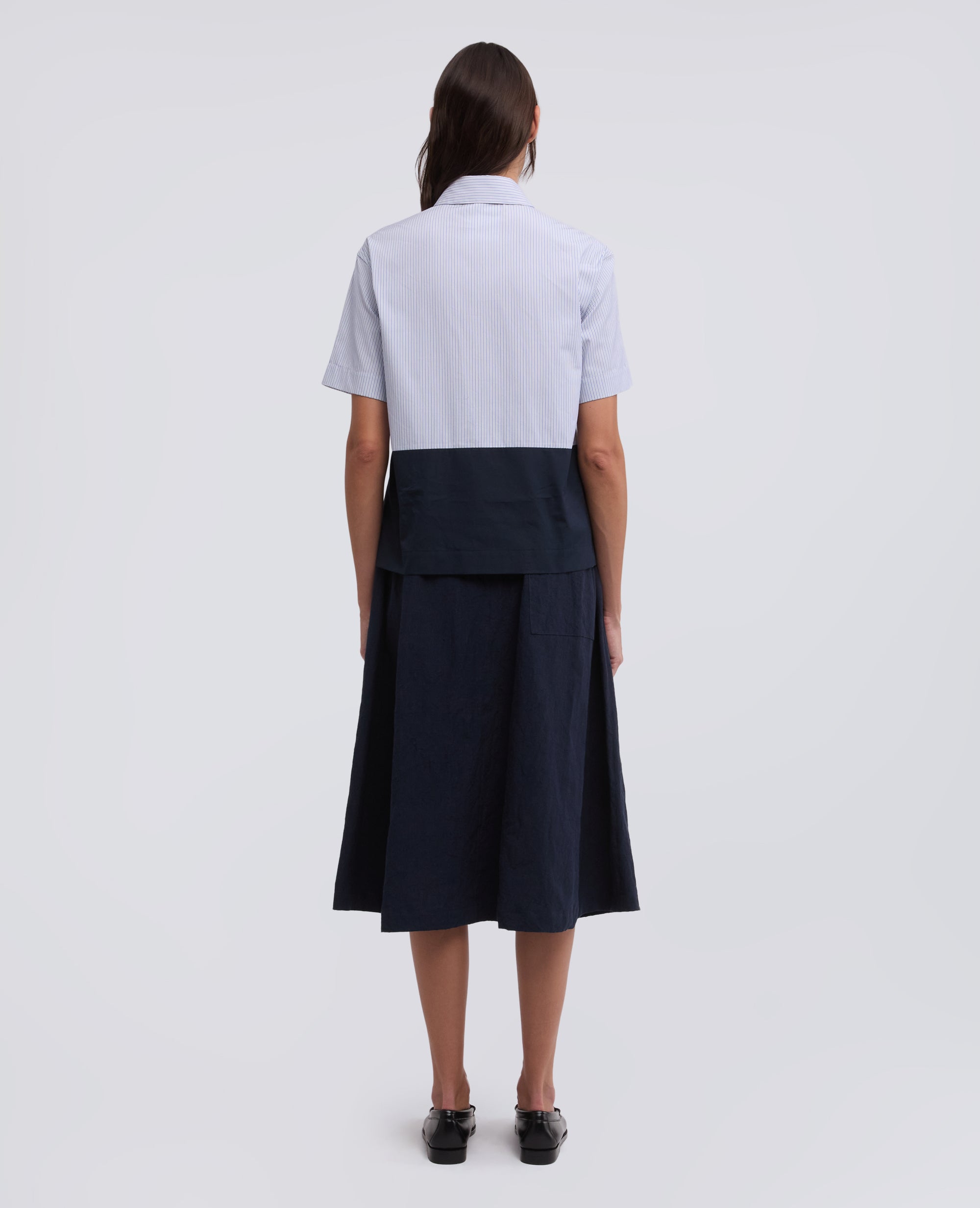 Camicia boxy in popeline cotone - AA Capsule Collection-RIGA AZZURRA-LIGHT BLUE STRIPE-RAYA AZUL CLARO-STREIFEN BLAU-RAYURE BLEU CIEL