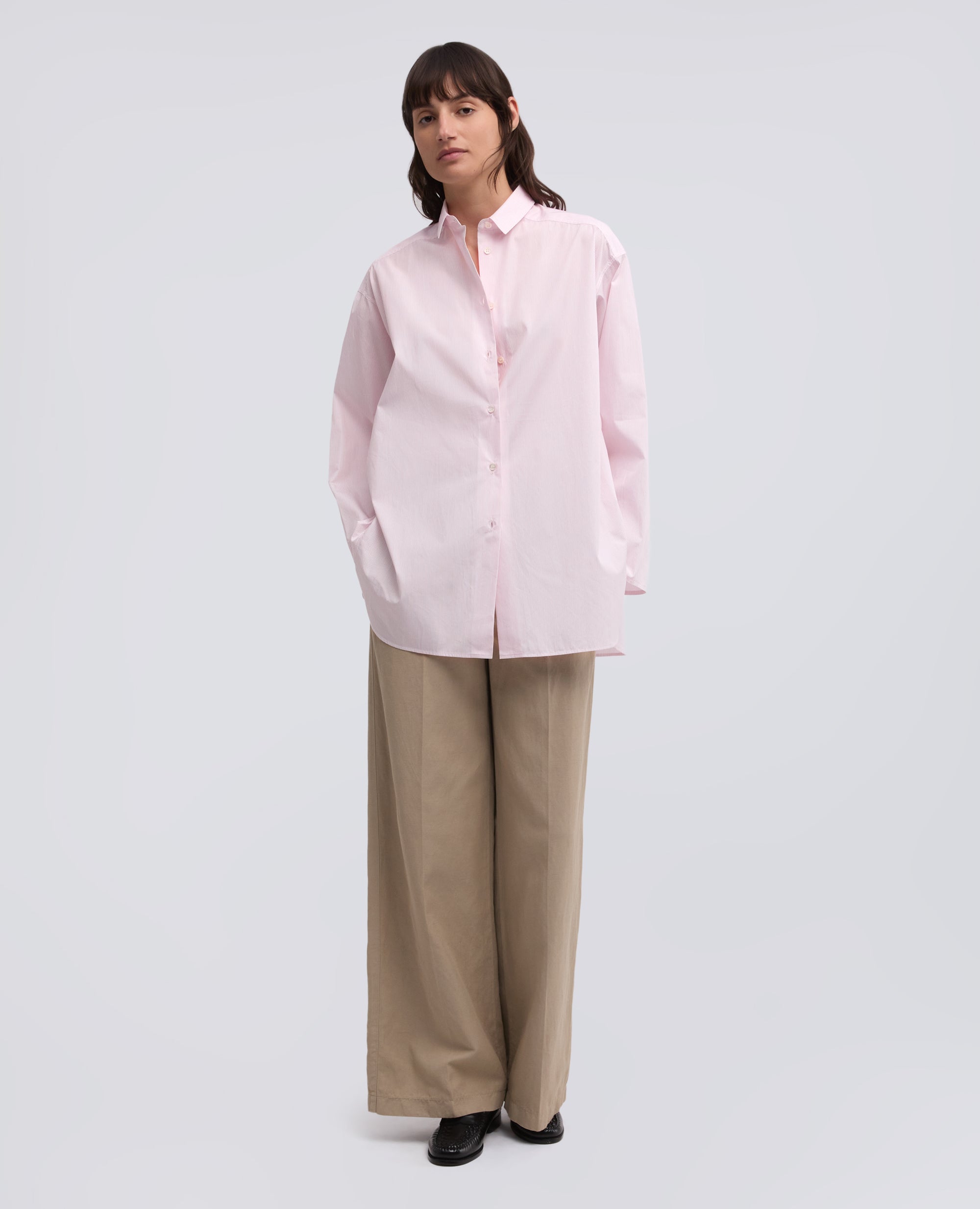 Camicia in popeline - AA Capsule Collection-RIGA ROSSA-RED STRIPE-RAYA ROJA-ROTE STREIFEN-RAYURES ROUGES