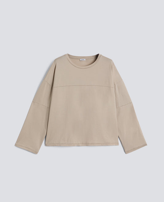 T-SHIRT IN JERSEY DI COTONE-SABBIA-SAND-ARENA-SAND-SABLE