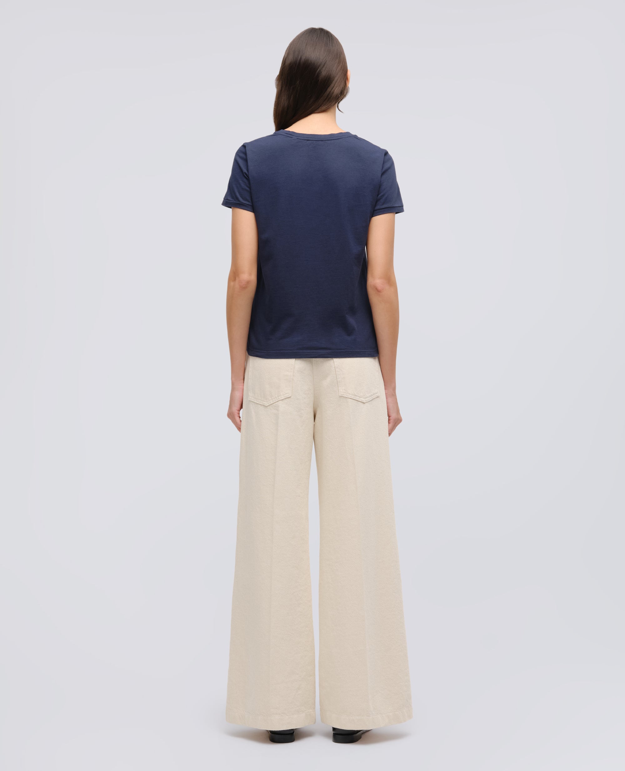 T-SHIRT IN JERSEY DI COTONE-BLU-BLUE-AZUL-BLAU-BLEU