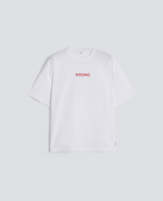 T-SHIRT IN JERSEY DI COTONE CON STAMPA "WRONG"-BIANCO-WHITE-BLANCO-WEISS-BLANC