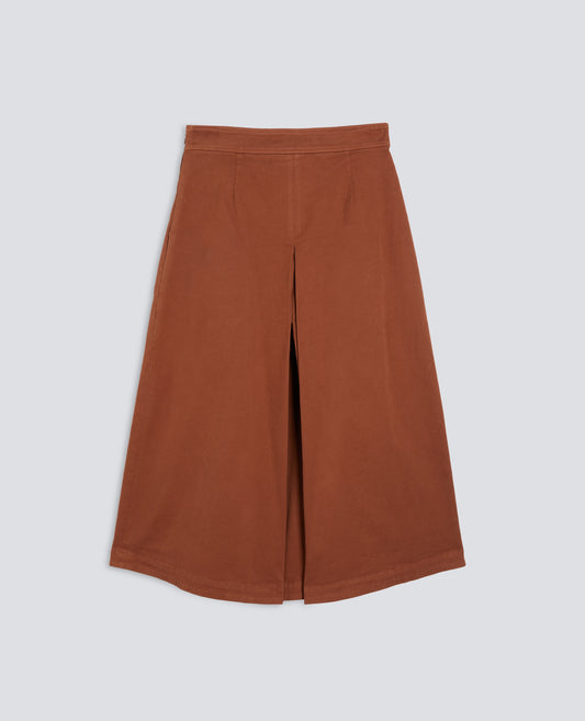 GONNA PANTALONE IN GABARDINA DI COTONE-MARRONE-BROWN-MARR¢N-BRAUN-MARRON